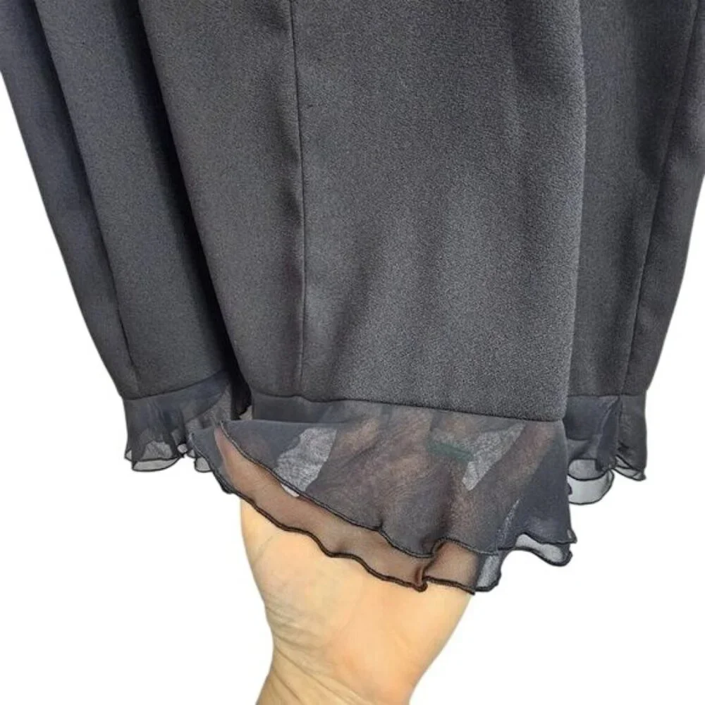 Talbots Ruffle Hem Midi Shift Dress 16P Black Sleeveless Whimsigoth LBD Formal‎